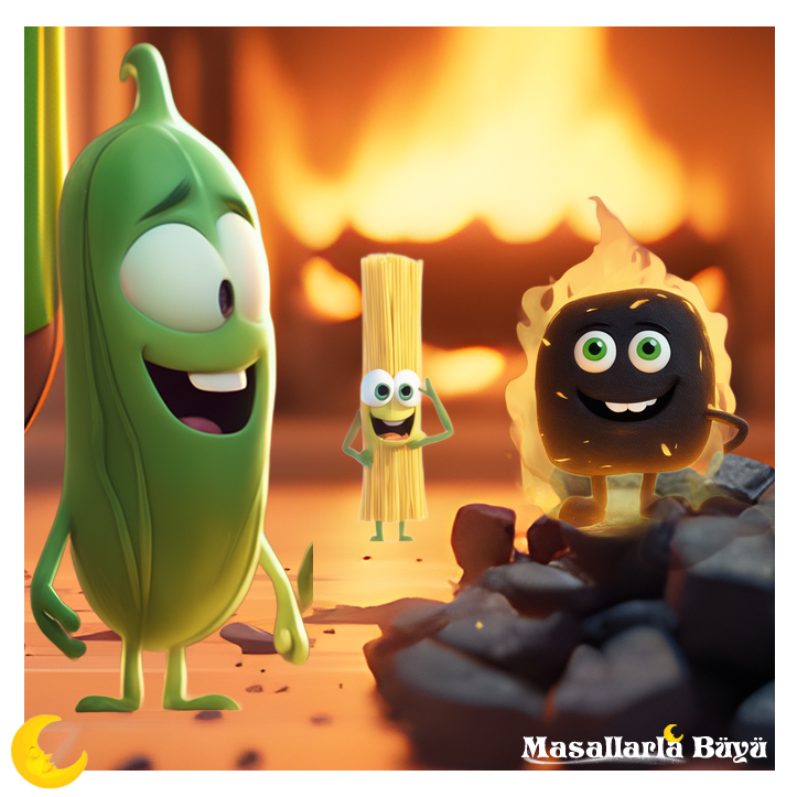 saman kömür ve fasulye masalı eğlenceli resimli çocuk masalı