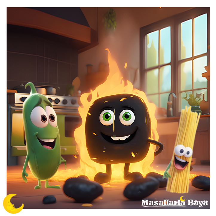 saman kömür ve fasulye masalı resimli masallar