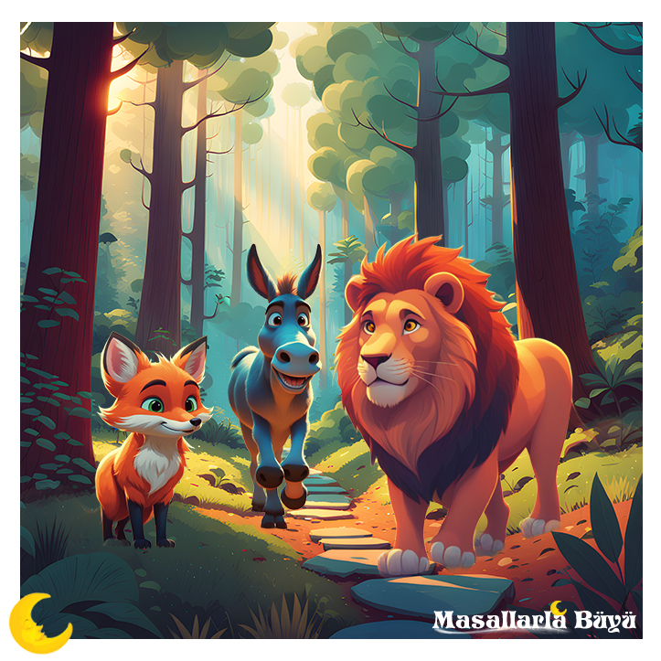 eşek aslan ve tilki masalı