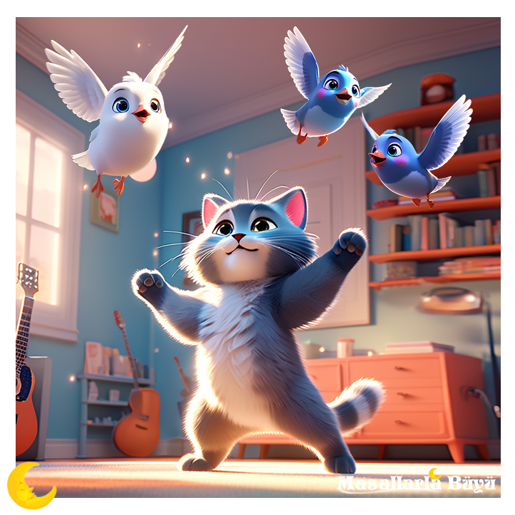 kuşlar ve kedi masal oku, masal dinle
