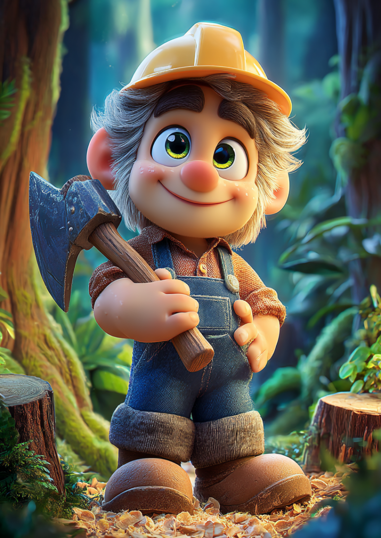 Ormanda baltasını kaybeden dürüst oduncuyu anlatan masal kapak resmi