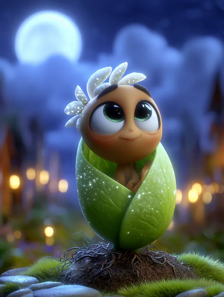 Toprağın kucağında güvenle dinlenen minik bir tohumun zamanla filizlenmesini anlatan bebek masalı sahnesi